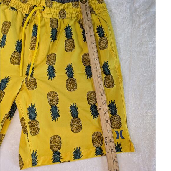 Hurley Swimshorts Mens Size‎ Large Yellow Pineapple Lined Trunks Drawstring - Picture 3 of 7